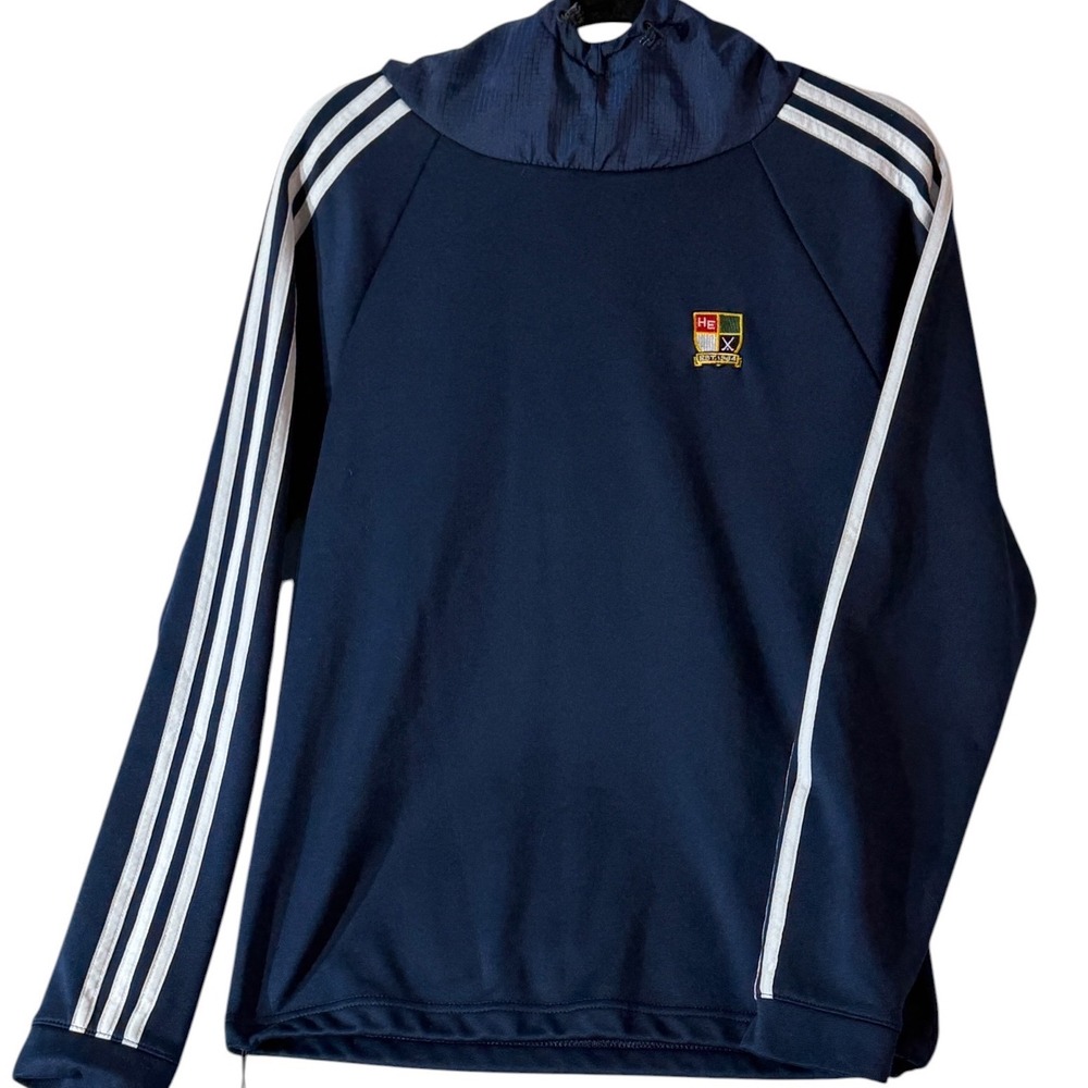 Adidas Hoodie Mens Small Navy Blue COLD.RDY 3-Stripe Pullover Sweatshirt Golf